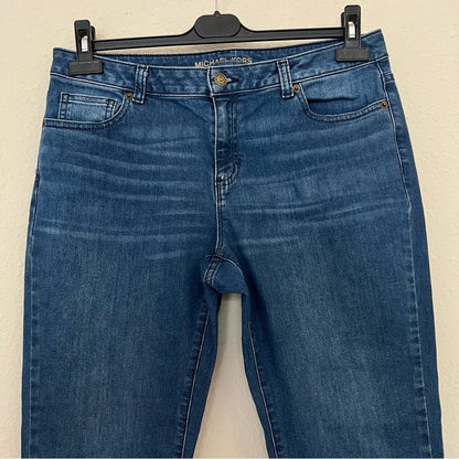 Michael Kors Medium Wash Izzy Skinny Jeans Raw Hem Size 8