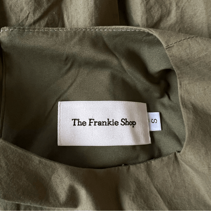 The Frankie Shop LouLou Flouncy Hem Maxi Dress NEW Size Small in Khaki