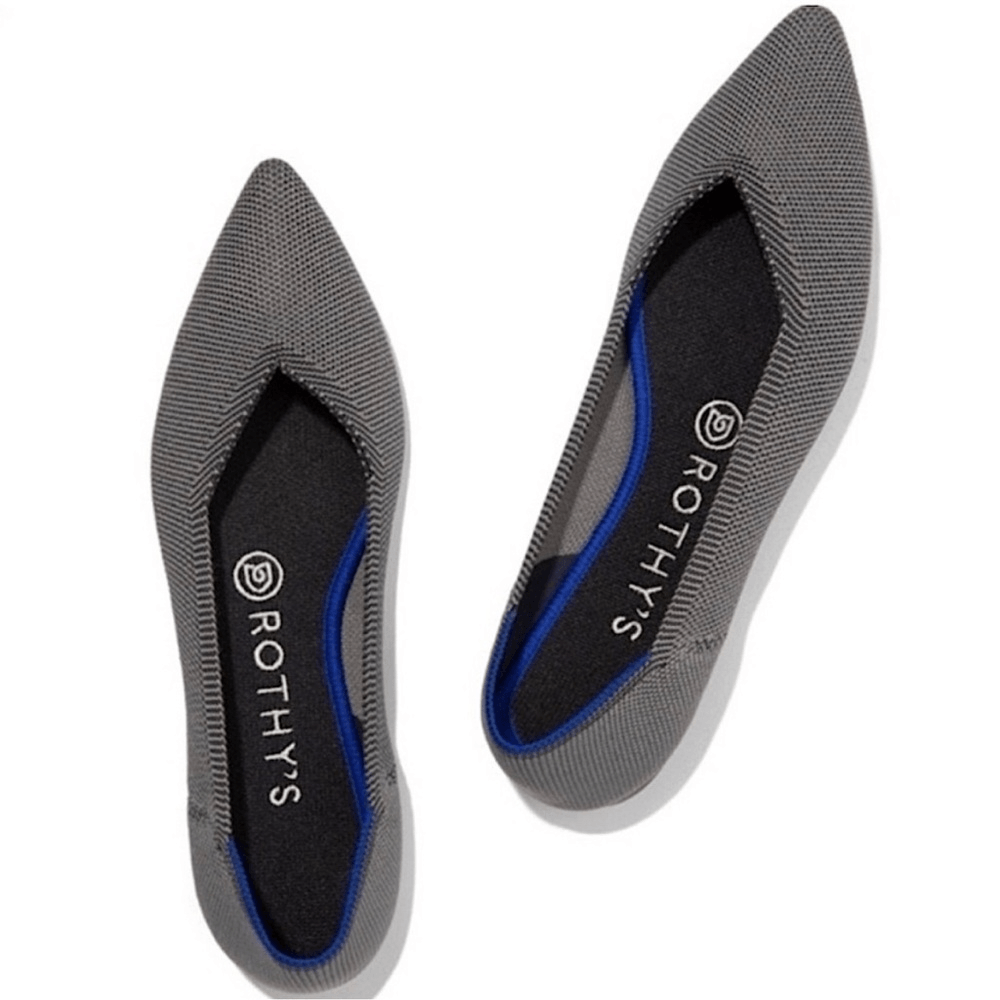 Rothy’s The Point Cloud Grey Birdseye Pointed Toe Flat