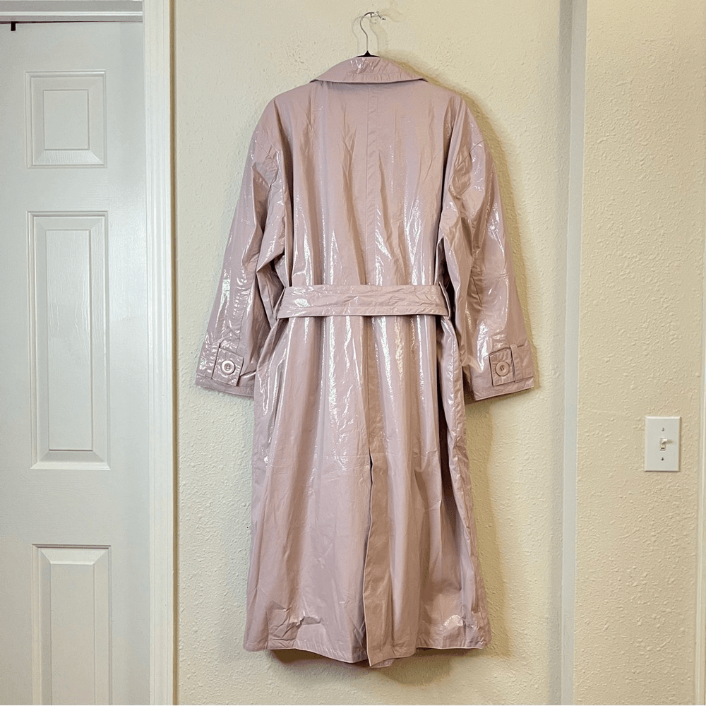 Anthropologie Maeve Patent Faux Leather Trench Coat NEW Size Medium