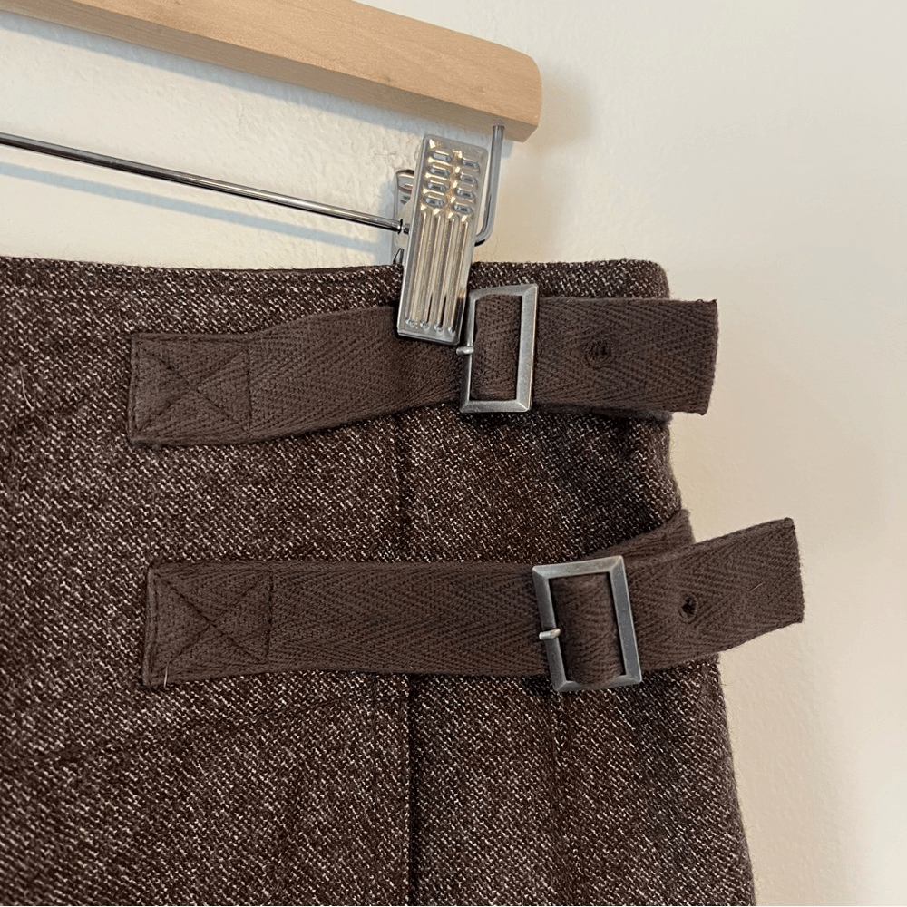 Sundance Brown Wool Wrap Mini Skirt Size 16 A-line Academia