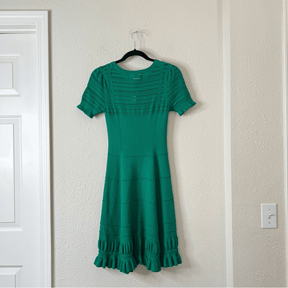 Anthropologie Maeve Promenade Pointelle Green Knit Dress NEW Size Small