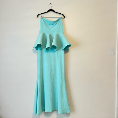 Club L London Louisiana Mint Bandeau Peplum Maxi Dress NEW Size US 10
