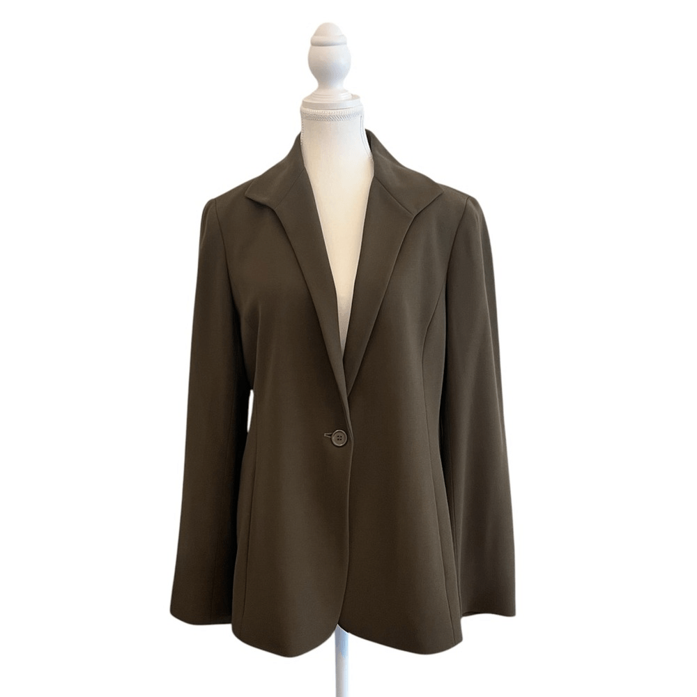 Lafayette 148 New York Wool Blazer Size 10 Olive Green