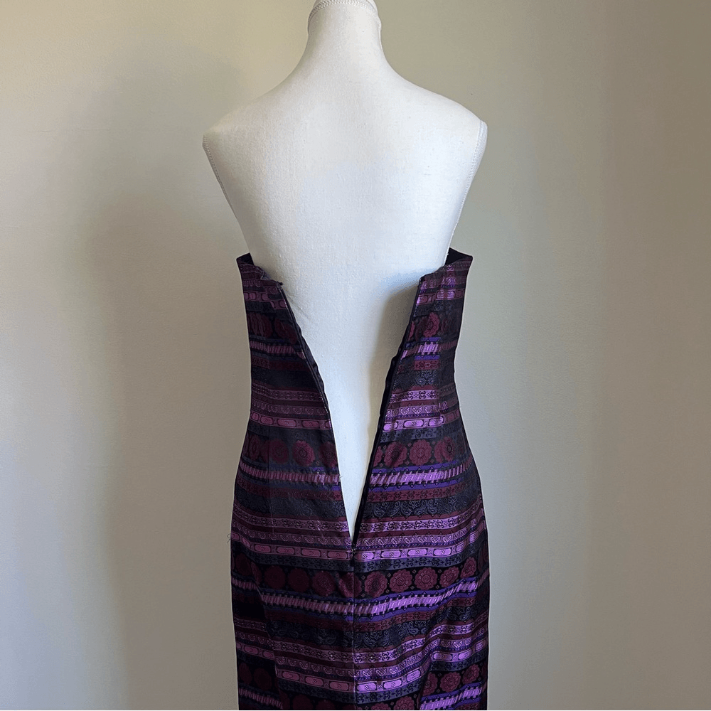 Jessica McClintock Gunne Sax Vintage 1990s Column Brocade Gown Size 5 Strapless