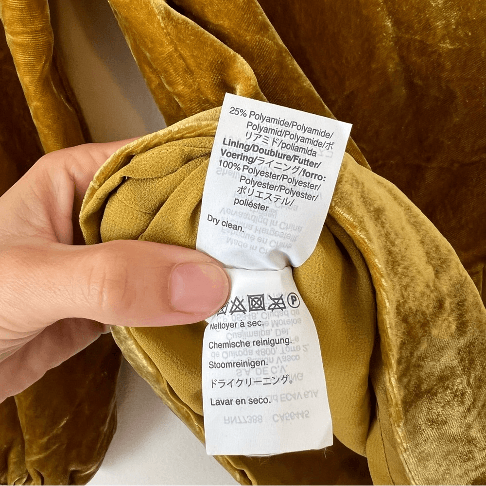 J. Crew Faux Wrap Velvet Long Sleeve Blouse Size 2 in Mustard Yellow