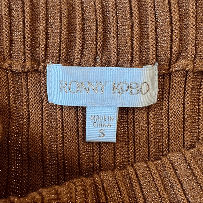 RONNY KOBO Laine Pleated Shimmer Knit Midi Maxi Skirt Size Small