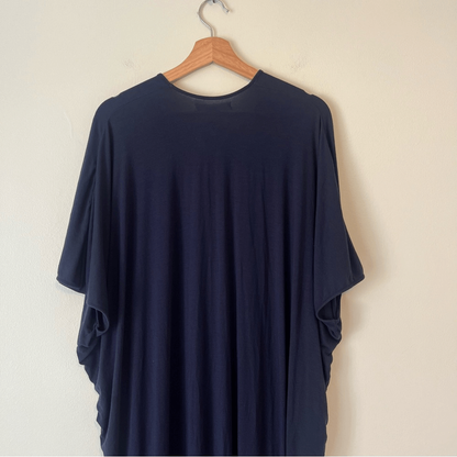 Barefoot Dreams Luxe Milk Jersey Caftan Navy Blue OS