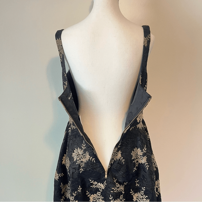 JILL STUART Floral Jacquard A-line Mini Dress NEW Size 6 Black & Gold