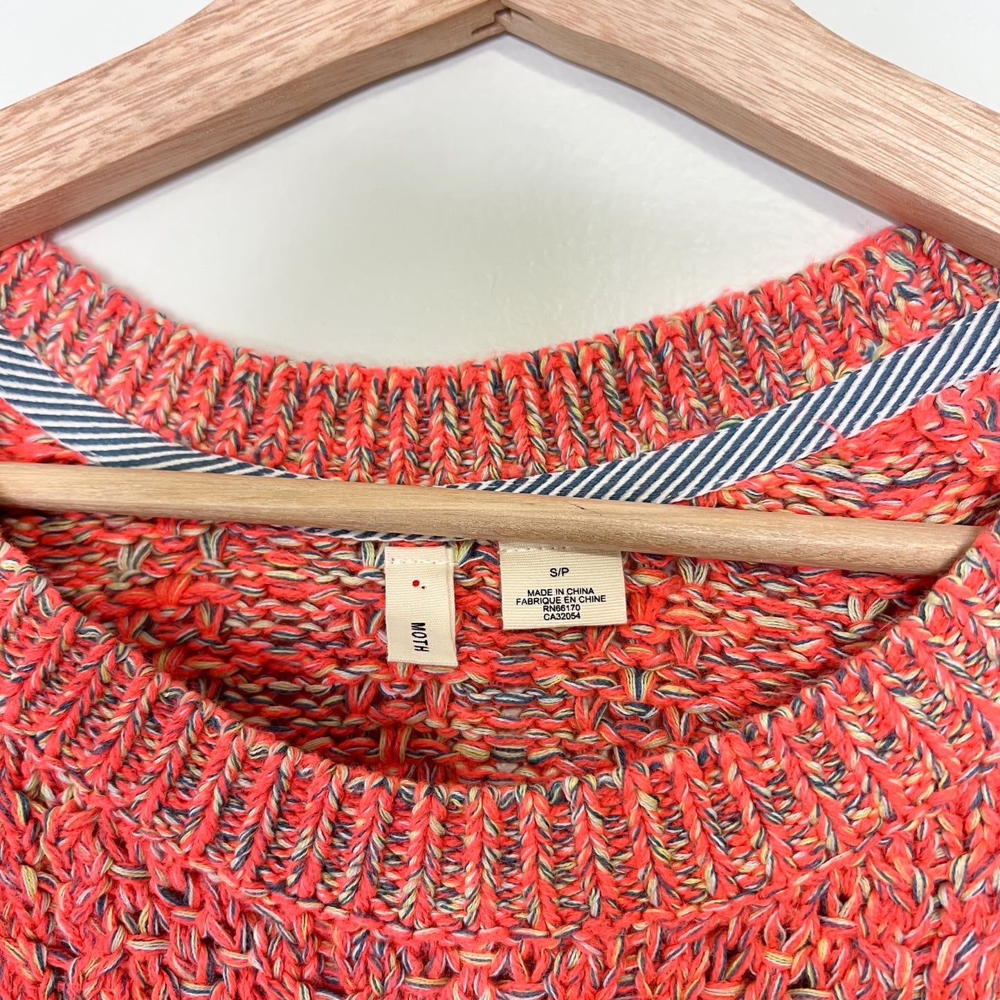 Anthropologie Moth Neon Marled Swing Sweater Top 3/4 Sleeve Size Small