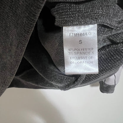 THML Sweater Womens Small Gray Black Raglan Leopard Sleeve Pullover Mixed Media