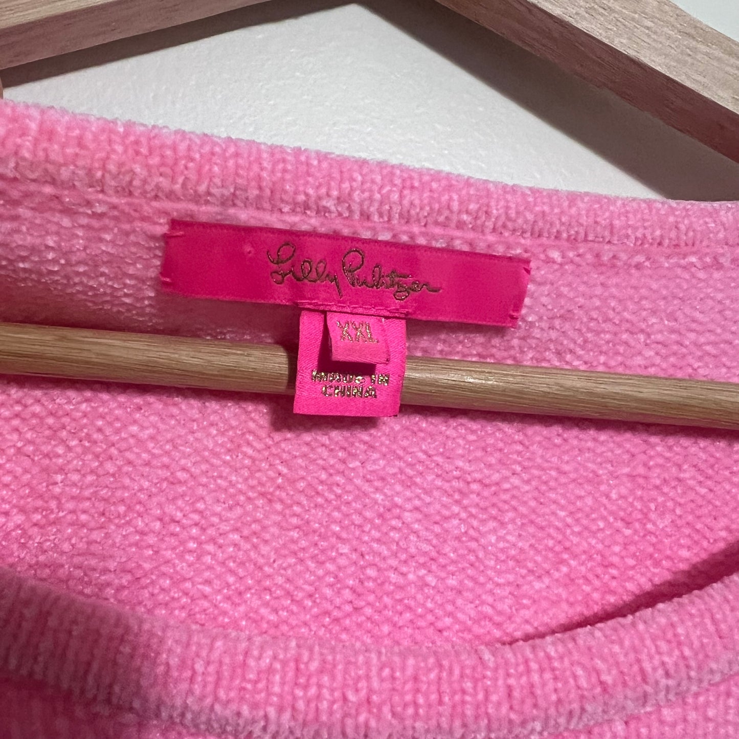 Lilly Pulitzer Pippin Sweater XXL Pink Chenille Crew Neck Charms