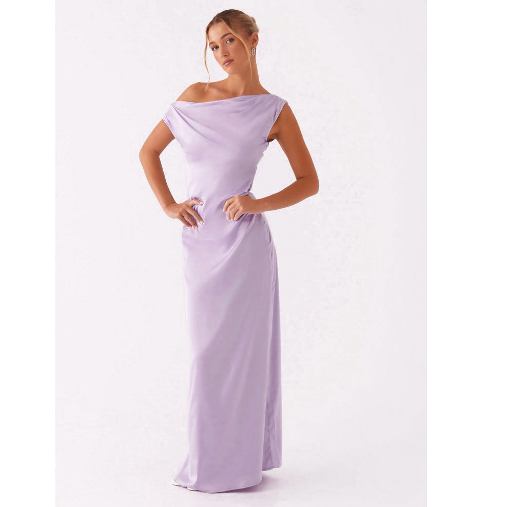 Peppermayo Heart Of Glass Satin Maxi Dress - Lilac Size 8