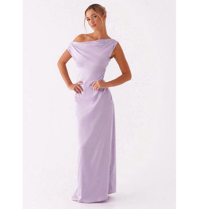 Peppermayo Heart Of Glass Satin Maxi Dress - Lilac Size 8