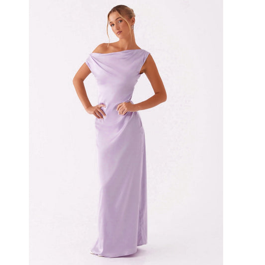 Peppermayo Heart Of Glass Satin Maxi Dress - Lilac Size 8