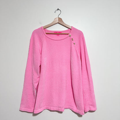 Lilly Pulitzer Pippin Sweater XXL Pink Chenille Crew Neck Charms