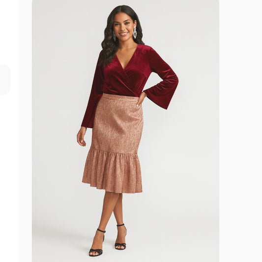 J.Crew Collection Rose Gold Fluted Skirt  Size 2 NEW Holiday Party