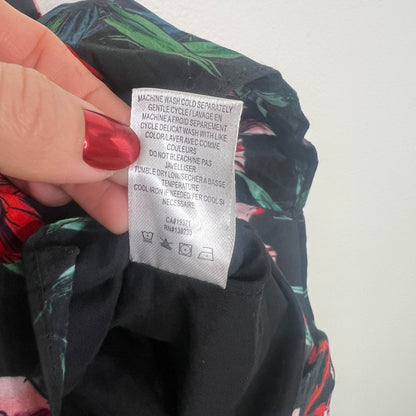 Pam & Gela Bali High One Shoulder Floral Cotton Mini Dress NEW Size Small Ruffle