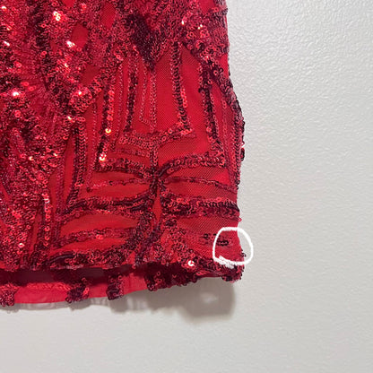 Lucy In The Sky Sequin Mini Dress in Valentine Red Size Small Open Back Party