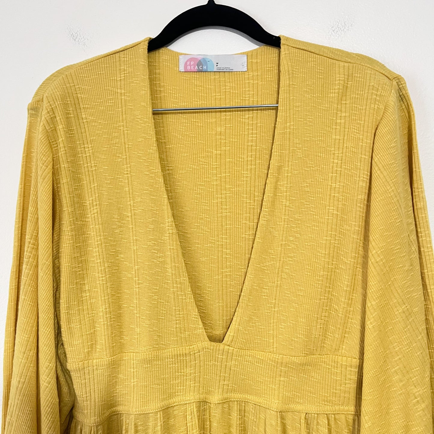 Free People Beach Moon Wakin Maxi Dress Yellow Mustard Boho Long Sleeve Small