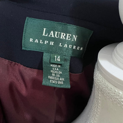 Lauren Ralph Lauren Blazer 14 Navy Wool Crest Logo Embroidered Emblem Jacket Academia