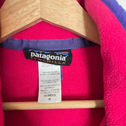Patagonia Synchilla Full Zip Fleece Jacket Women's Size M Pink Blue STYLE #25485