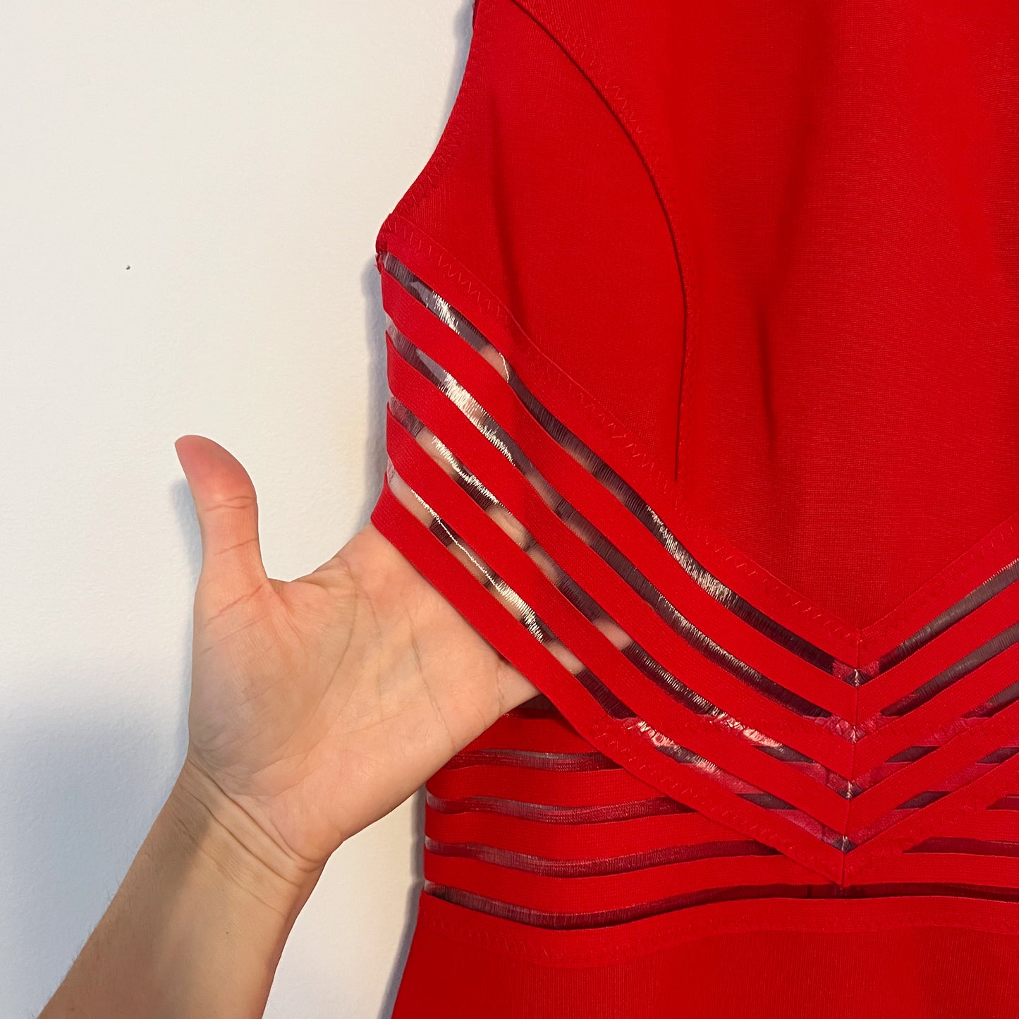 Christopher Kane Red Cutout Bandage Bodycon Midi Dress US 6 ( UK 10 / EU 38)