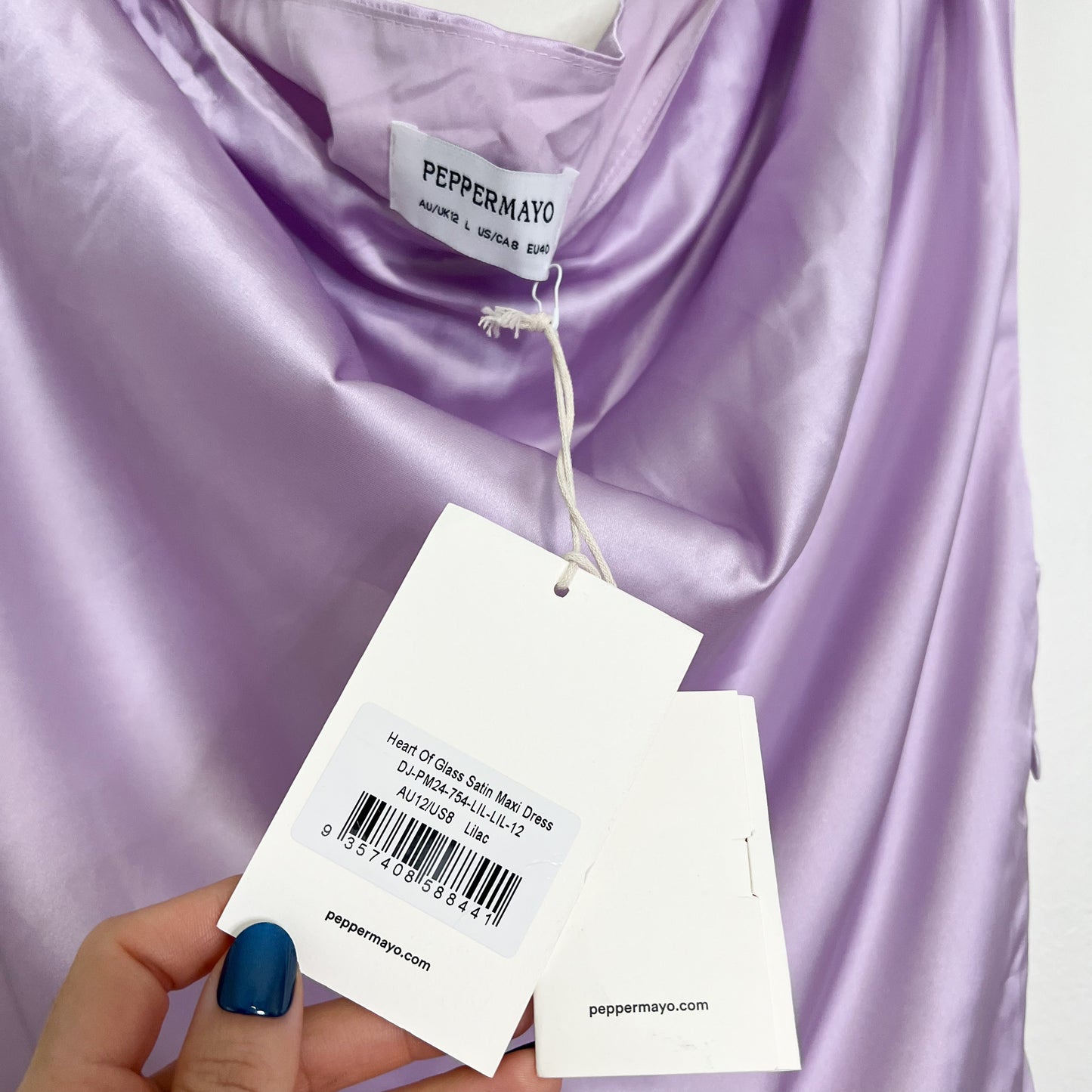 Peppermayo Heart Of Glass Satin Maxi Dress - Lilac Size 8