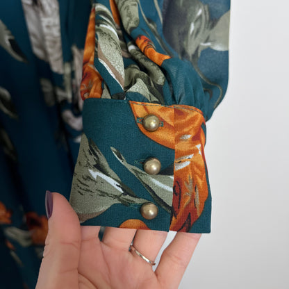 BALTIC BORN Lydia Floral Maxi Dress XXL Green Long Sleeve Chiffon Wedding Guest