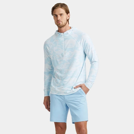 G/FORE Exploded Icon Camo Luxe Quarter Zip Mid Layer - Daybreak Blue - Size XXL