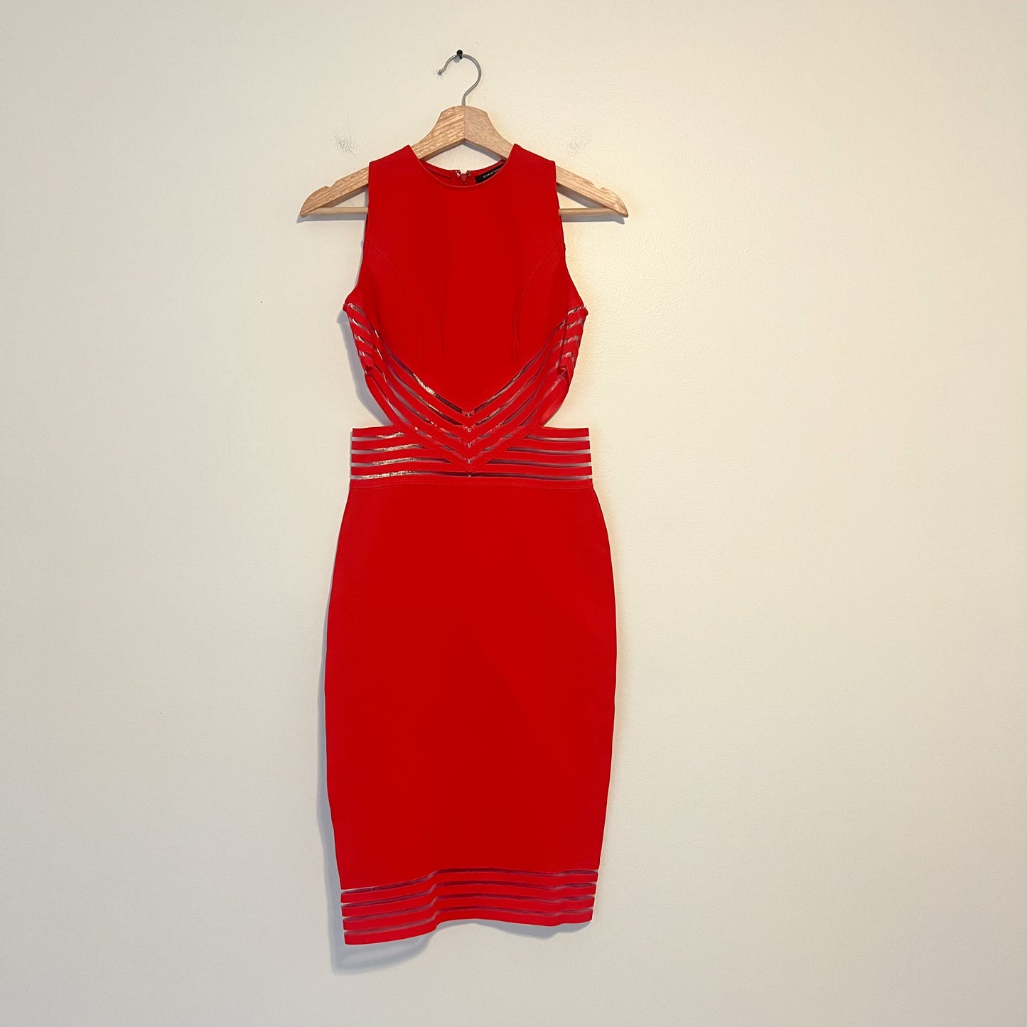 Christopher Kane Red Cutout Bandage Bodycon Midi Dress US 6 ( UK 10 / EU 38)