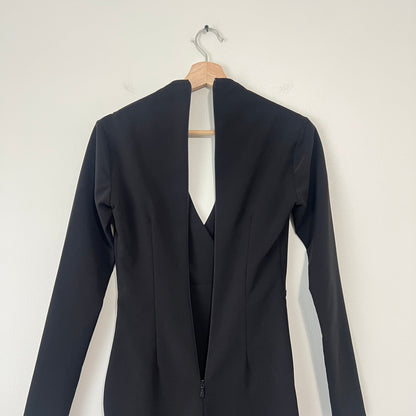 Nookie Billie Blazer Dress Black XS Deep V-Neck Asymmetric Hem Bodycon Mini