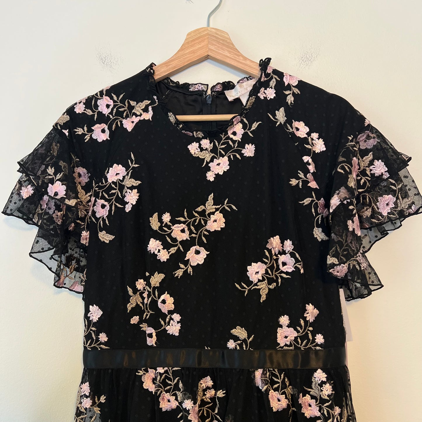 Rachel Parcell Embroidered Tiered Mesh Dress NEW Size Medium Floral