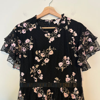 Rachel Parcell Embroidered Tiered Mesh Dress NEW Size Medium Floral