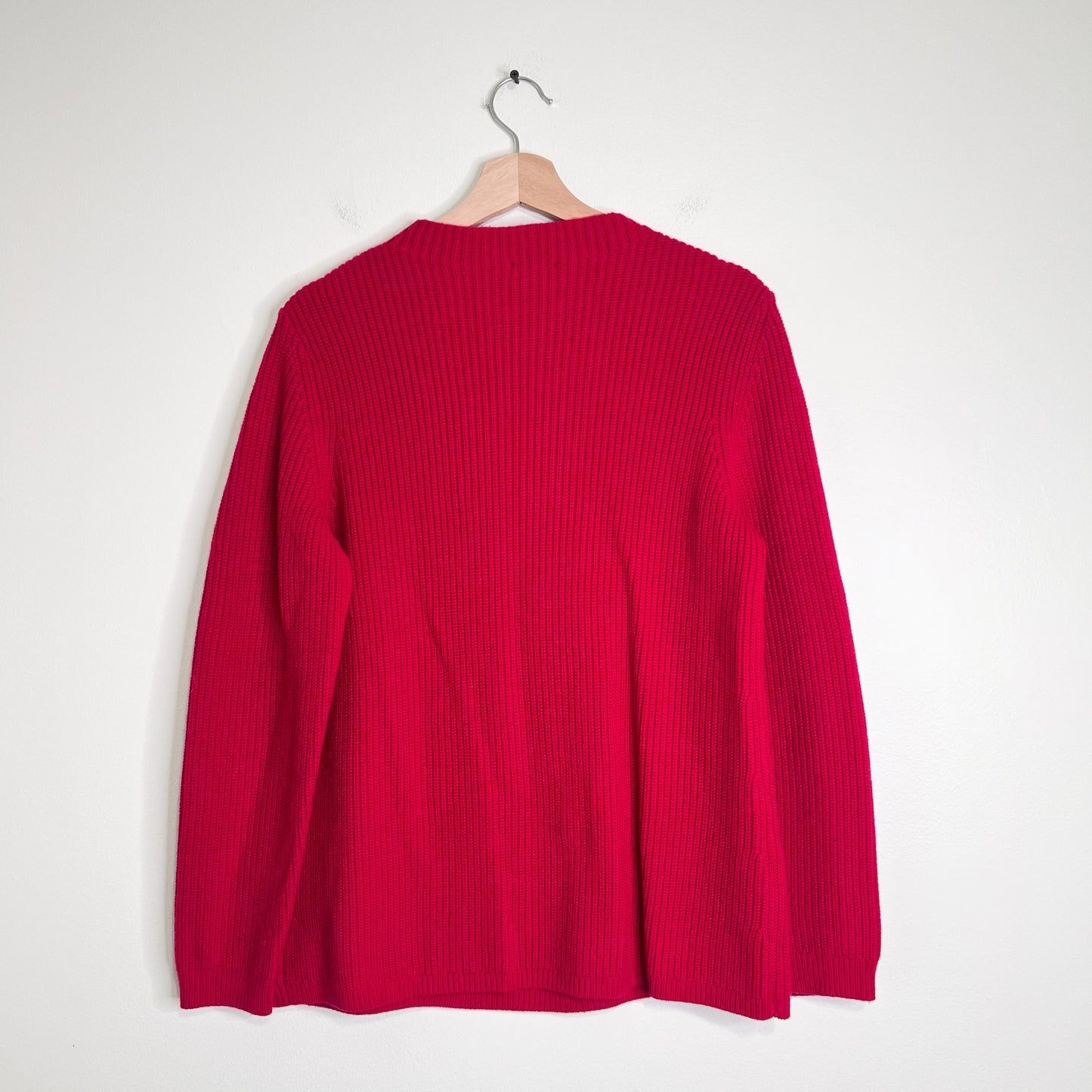 Talbots Red Cable Knit Shaker Sweater Women’s Size L Wool Blend Pullover
