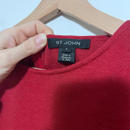 St. John Collection Milano Knit Colorblock Sheath Dress Red Black Size 8