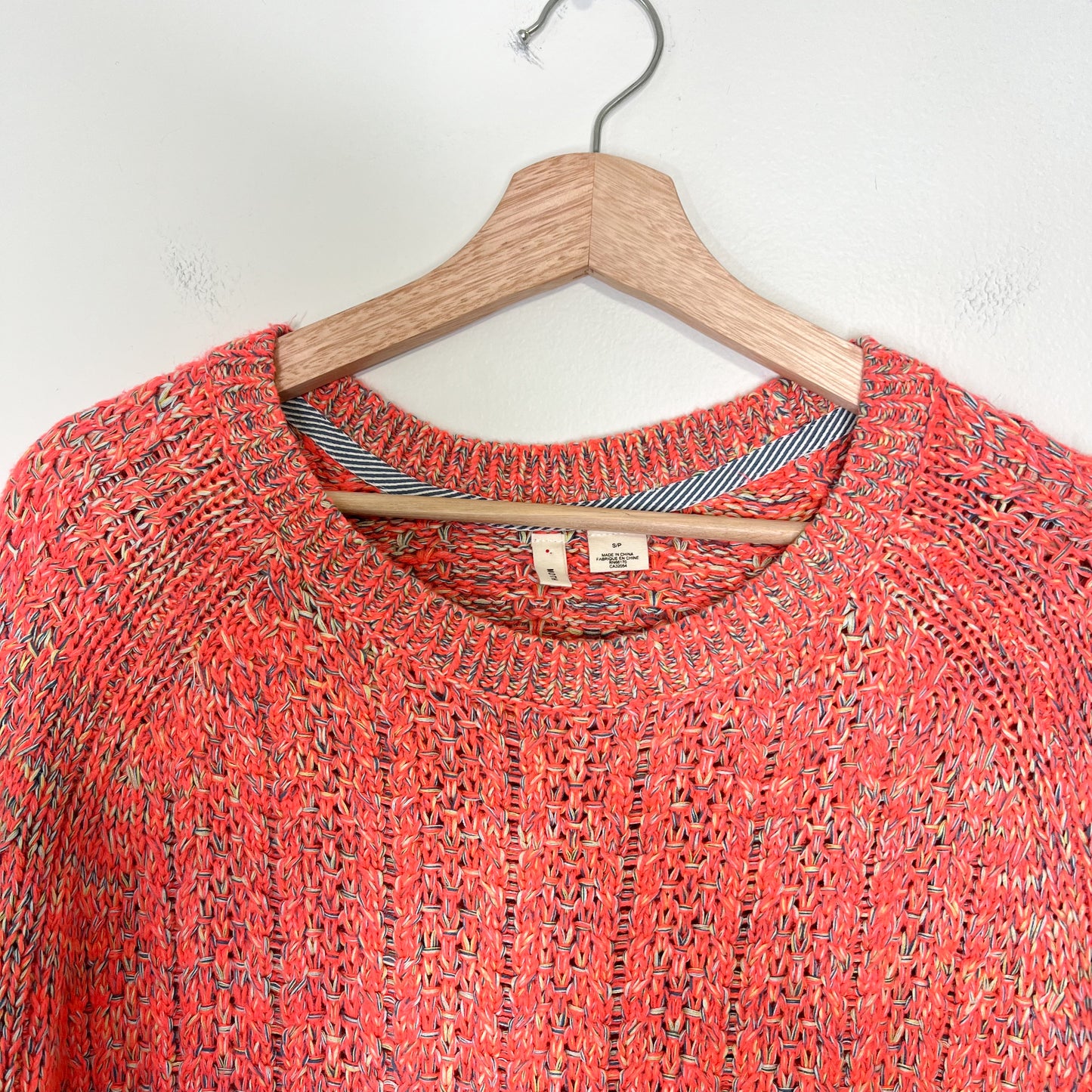 Anthropologie Moth Neon Marled Swing Sweater Top 3/4 Sleeve Size Small