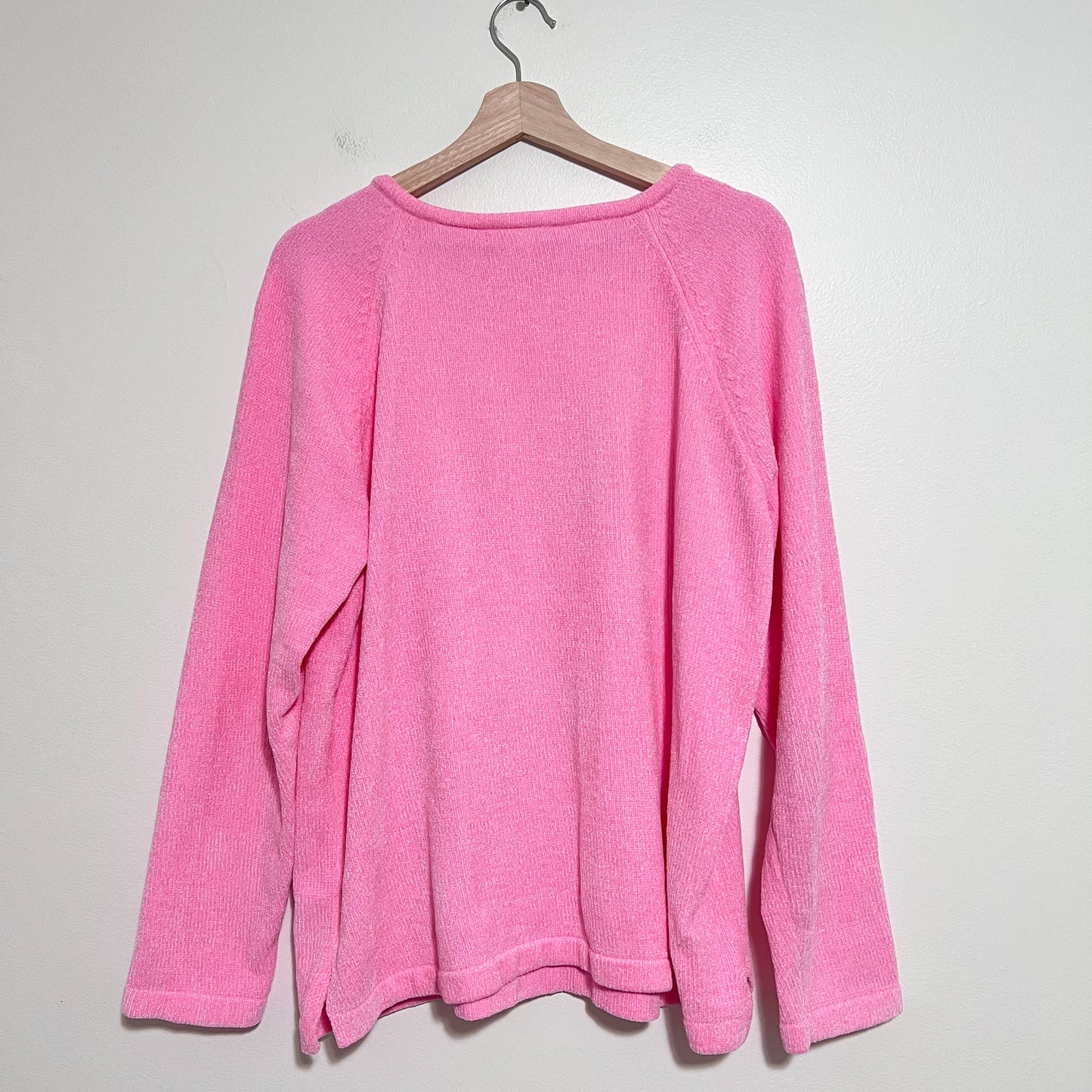 Lilly Pulitzer Pippin Sweater XXL Pink Chenille Crew Neck Charms