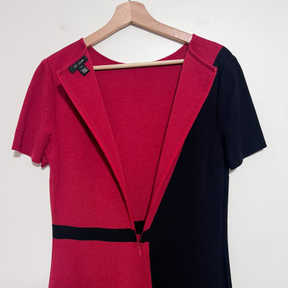 St. John Collection Milano Knit Colorblock Sheath Dress Red Black Size 8