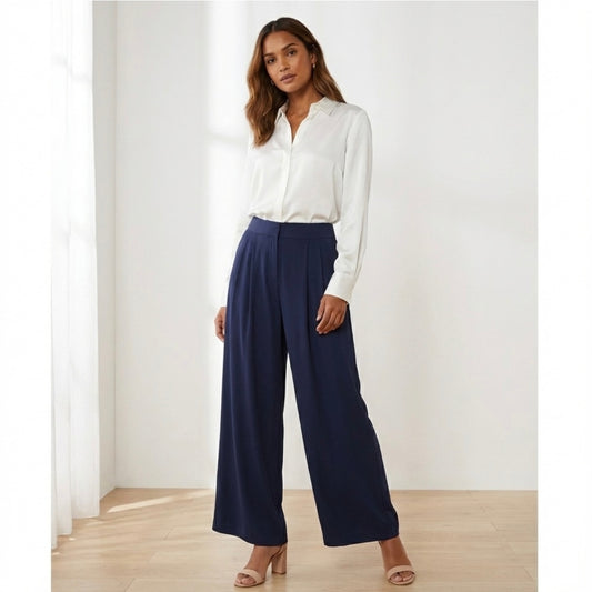 Ted Baker London Krissi Pleated Wide Leg  Trouser Pants NEW Navy Blue Sz 5 US 12