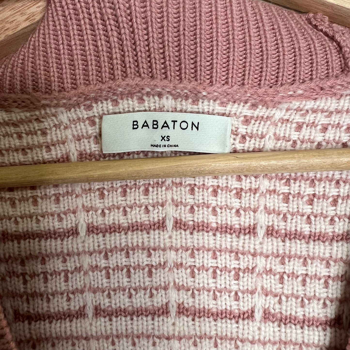 Babaton Aritzia 100% Merino Wool Lacer Plaid Cardigan Size XS Pink Pearl Buttons