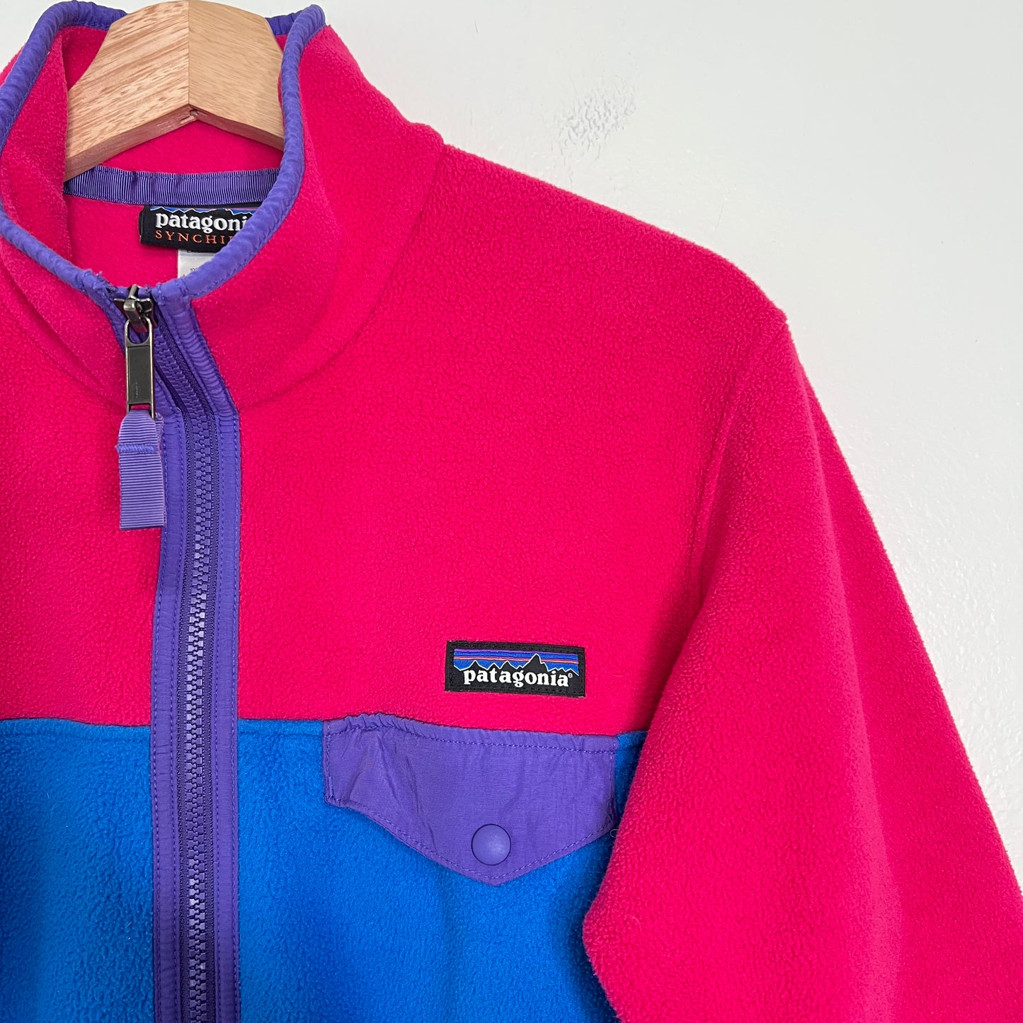 Patagonia Synchilla Full Zip Fleece Jacket Women's Size M Pink Blue STYLE #25485