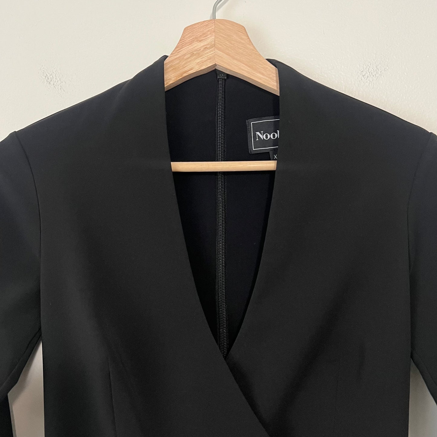 Nookie Billie Blazer Dress Black XS Deep V-Neck Asymmetric Hem Bodycon Mini