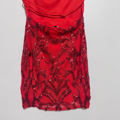 Lucy In The Sky Sequin Mini Dress in Valentine Red Size Small Open Back Party