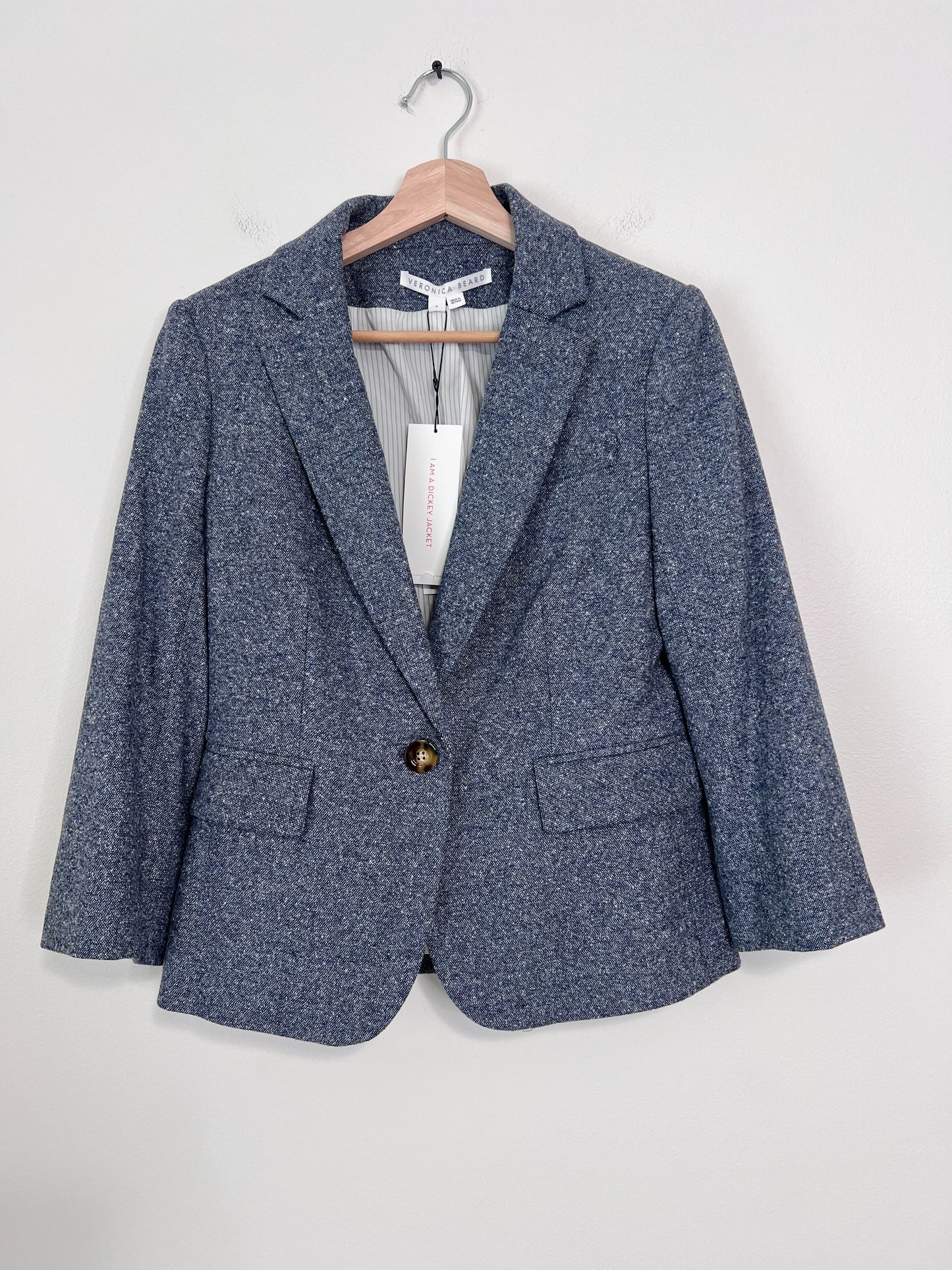 Veronica Beard Schoolboy Dickey Jacket Blazer Denim Blue NEW Wool Size 4 Classic