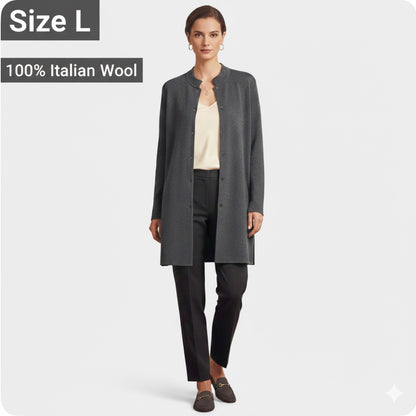 Eileen Fisher Italian Wool Longline Cardigan Size Large Luxury Classic