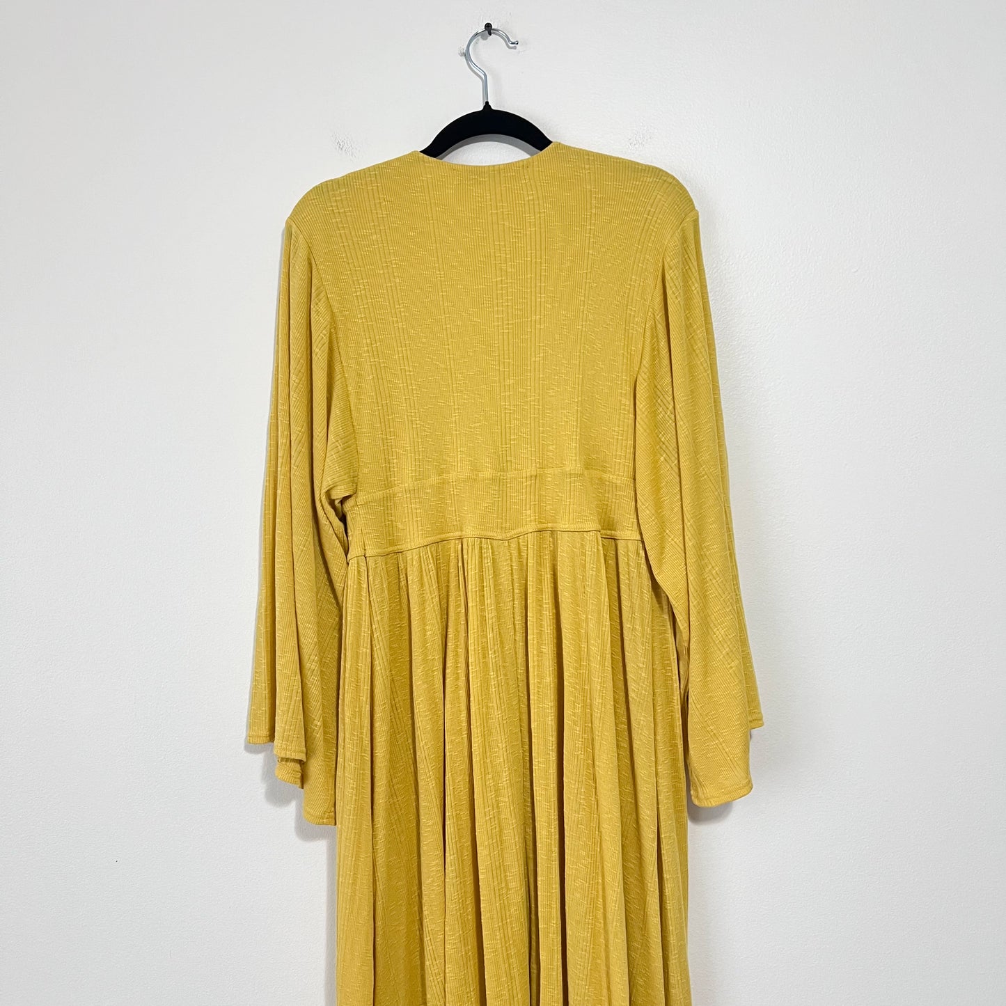 Free People Beach Moon Wakin Maxi Dress Yellow Mustard Boho Long Sleeve Small