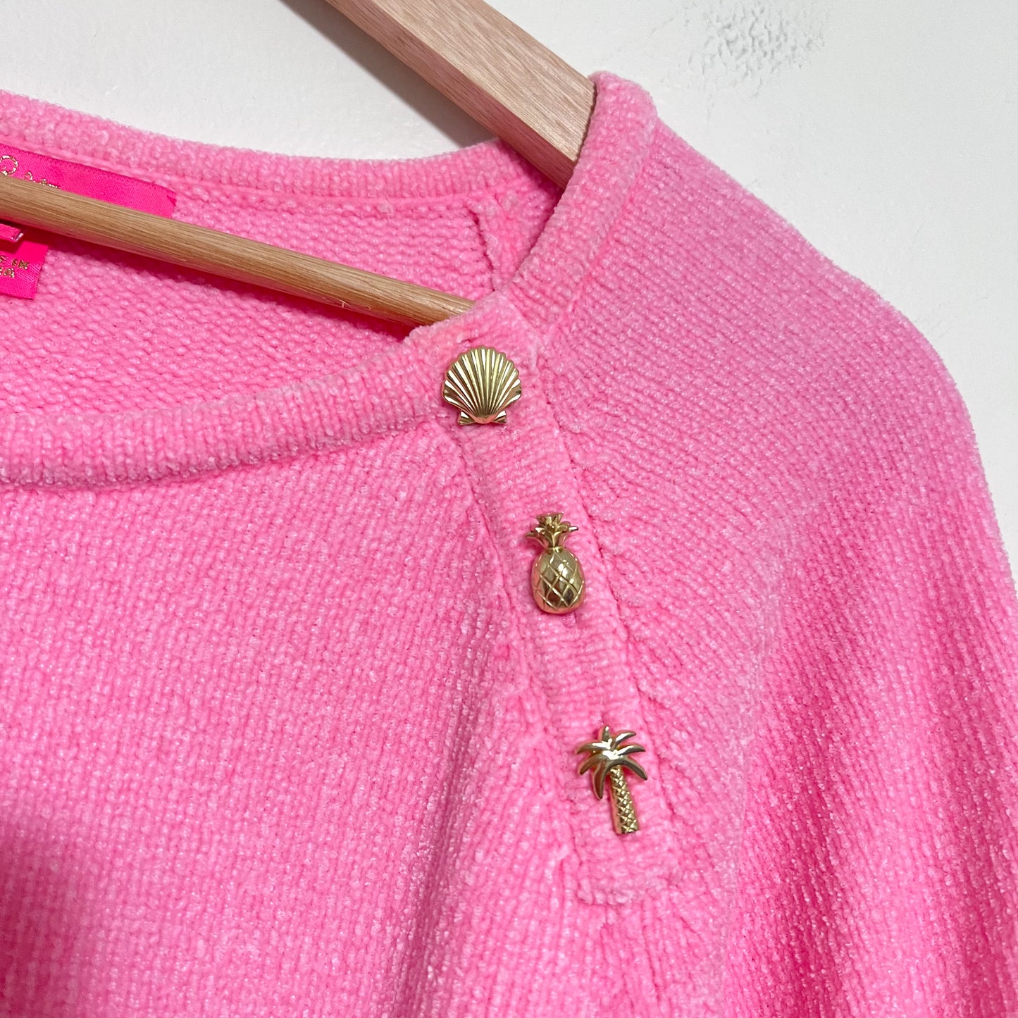 Lilly Pulitzer Pippin Sweater XXL Pink Chenille Crew Neck Charms