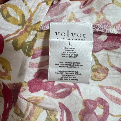 Velvet by Graham & Spencer Anthropologie Floral Flutter Sleeve Blouse NEW Large