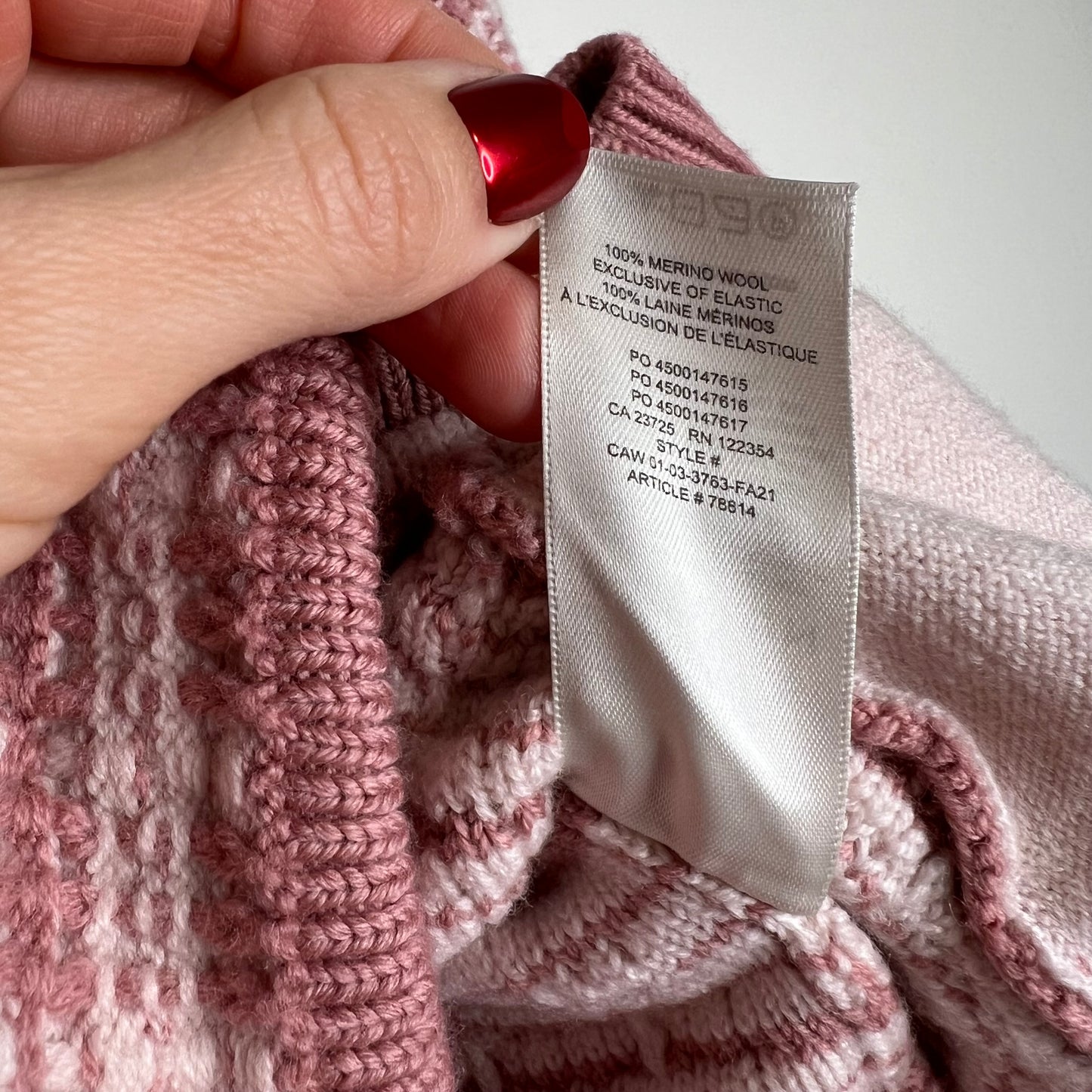 Babaton Aritzia 100% Merino Wool Lacer Plaid Cardigan Size XS Pink Pearl Buttons